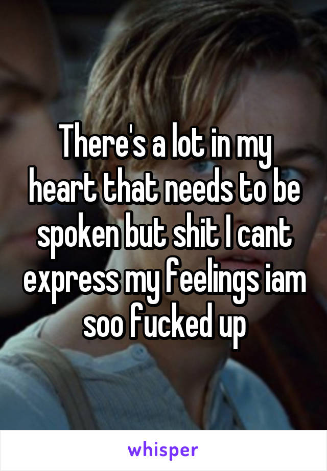 There's a lot in my heart that needs to be spoken but shit I cant express my feelings iam soo fucked up