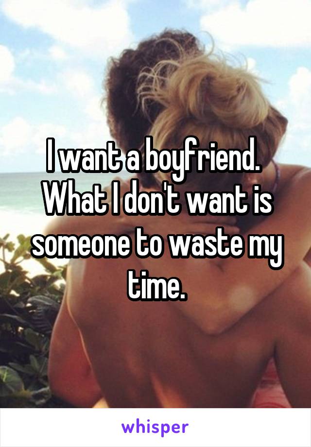 I want a boyfriend.  What I don't want is someone to waste my time.