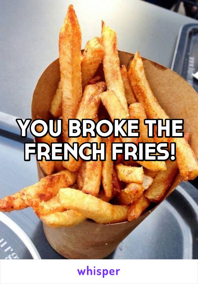 YOU BROKE THE FRENCH FRIES!