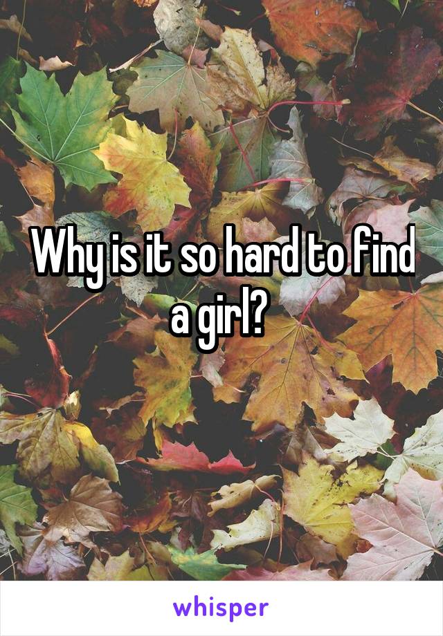 Why is it so hard to find a girl? 
