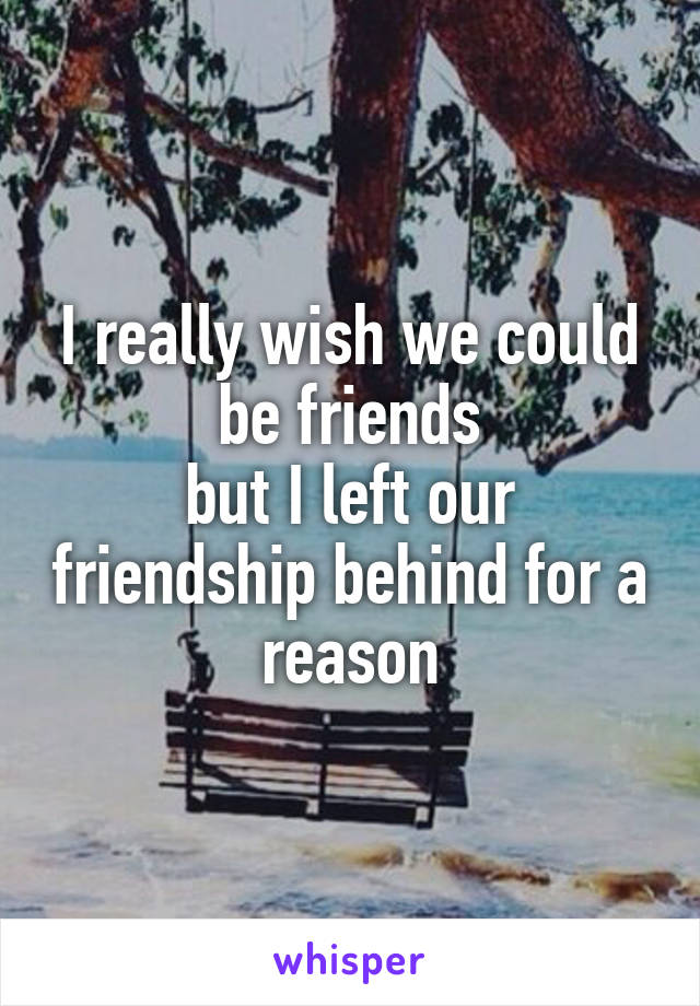 I really wish we could be friends
but I left our friendship behind for a reason