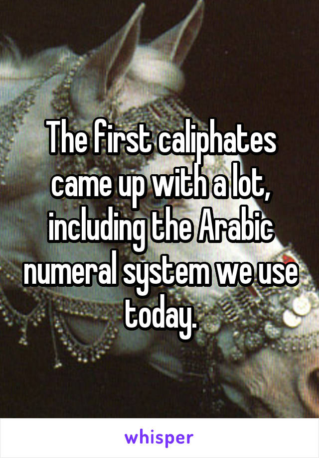 The first caliphates came up with a lot, including the Arabic numeral system we use today.