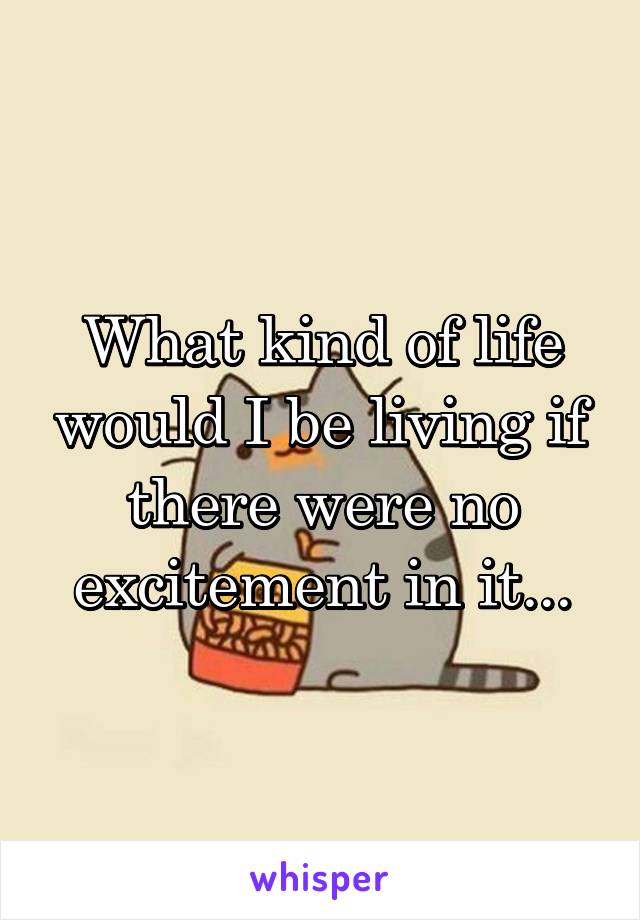 What kind of life would I be living if there were no excitement in it...