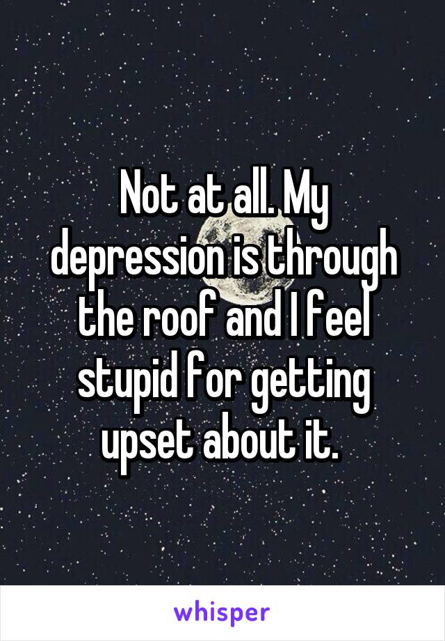 Not at all. My depression is through the roof and I feel stupid for getting upset about it. 