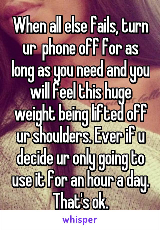 When all else fails, turn ur  phone off for as long as you need and you will feel this huge weight being lifted off ur shoulders. Ever if u decide ur only going to use it for an hour a day. That's ok.