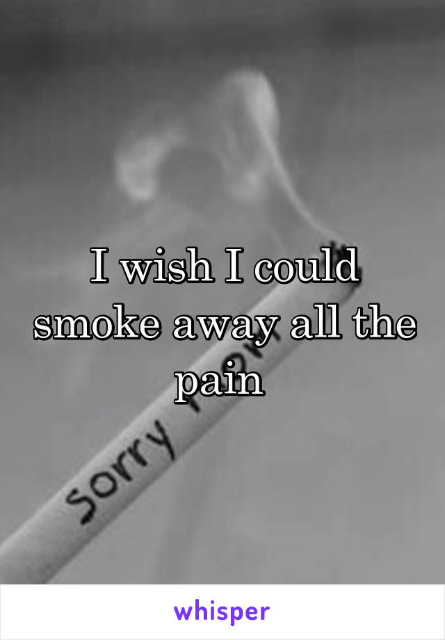 I wish I could smoke away all the pain 