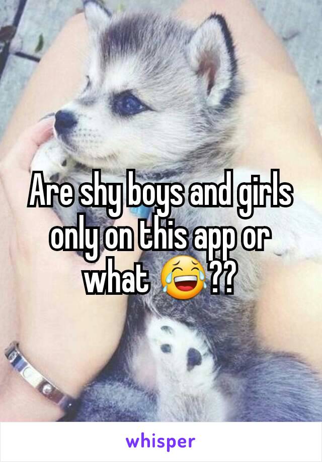 Are shy boys and girls only on this app or what 😂??