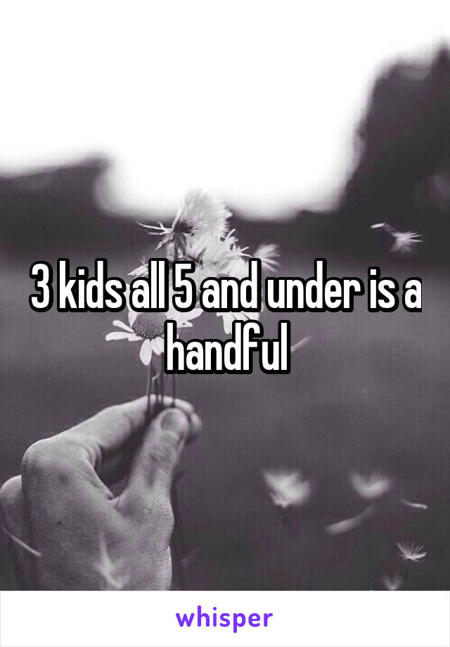 3 kids all 5 and under is a handful