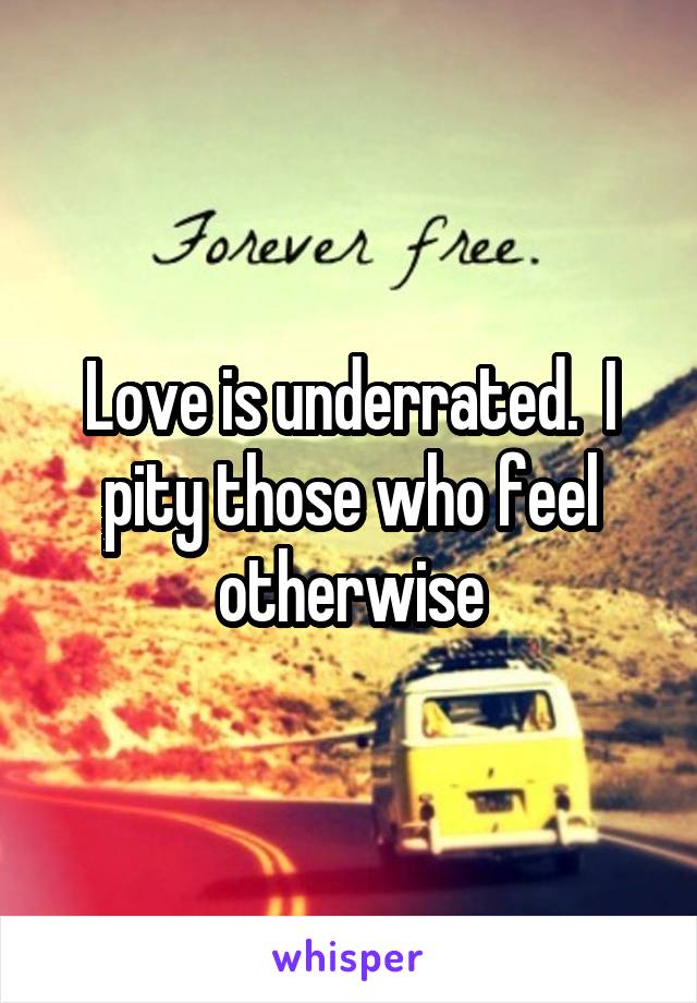 Love is underrated.  I pity those who feel otherwise