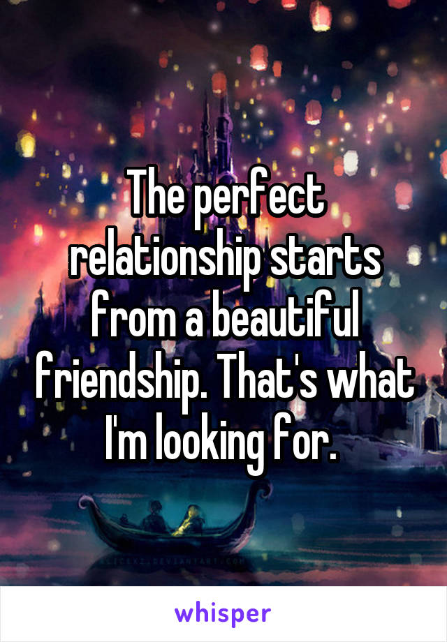 The perfect relationship starts from a beautiful friendship. That's what I'm looking for. 