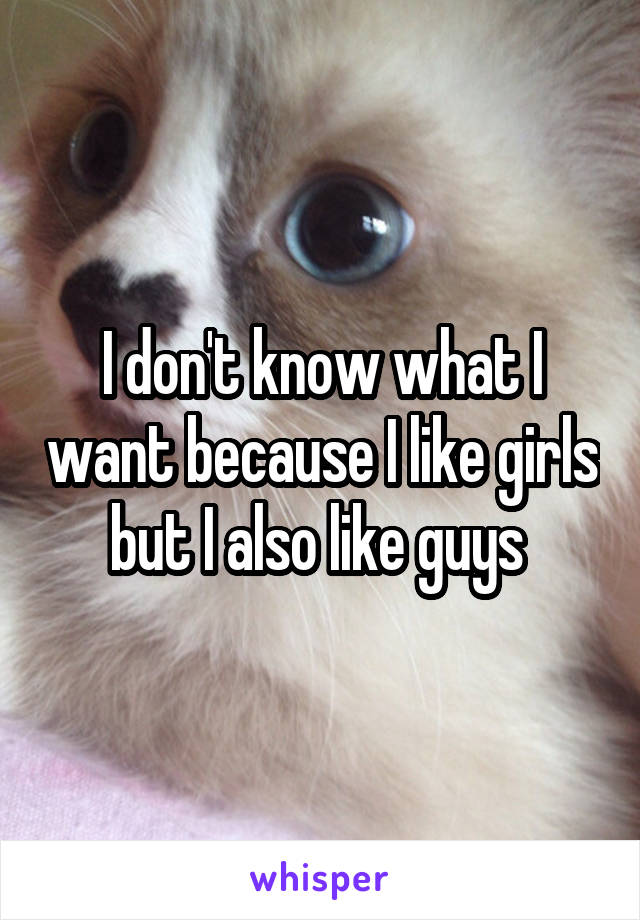 I don't know what I want because I like girls but I also like guys 