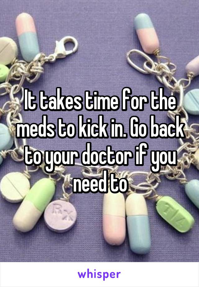 It takes time for the meds to kick in. Go back to your doctor if you need to