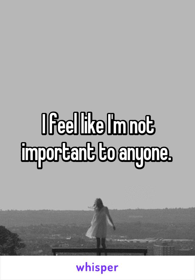 I feel like I'm not important to anyone. 