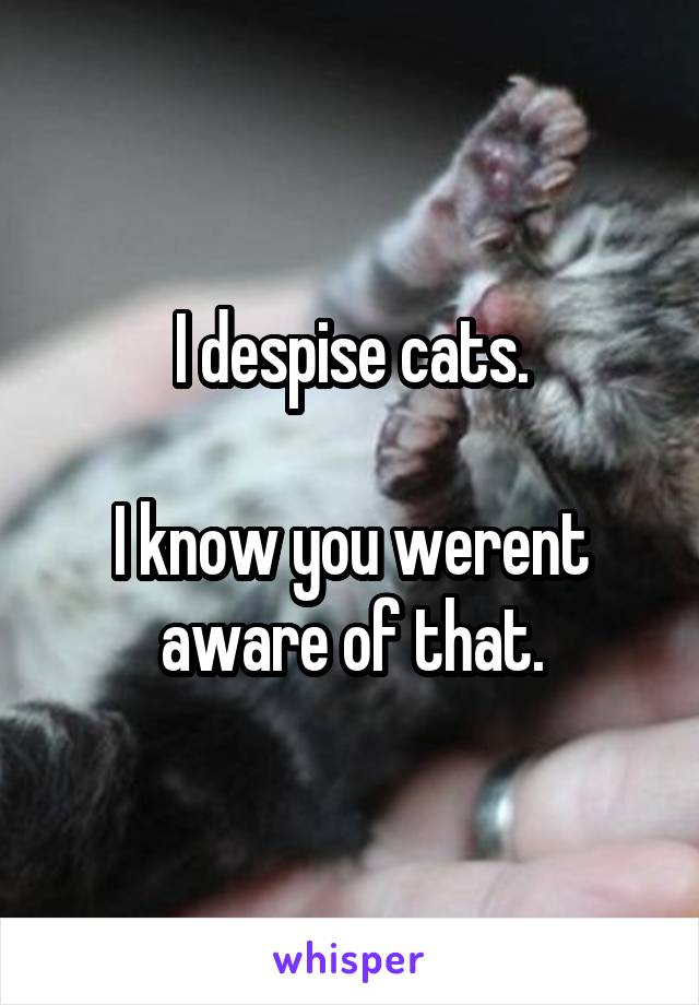 I despise cats.

I know you werent aware of that.