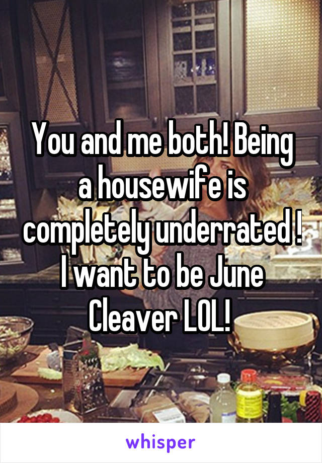 You and me both! Being a housewife is completely underrated !
I want to be June Cleaver LOL! 