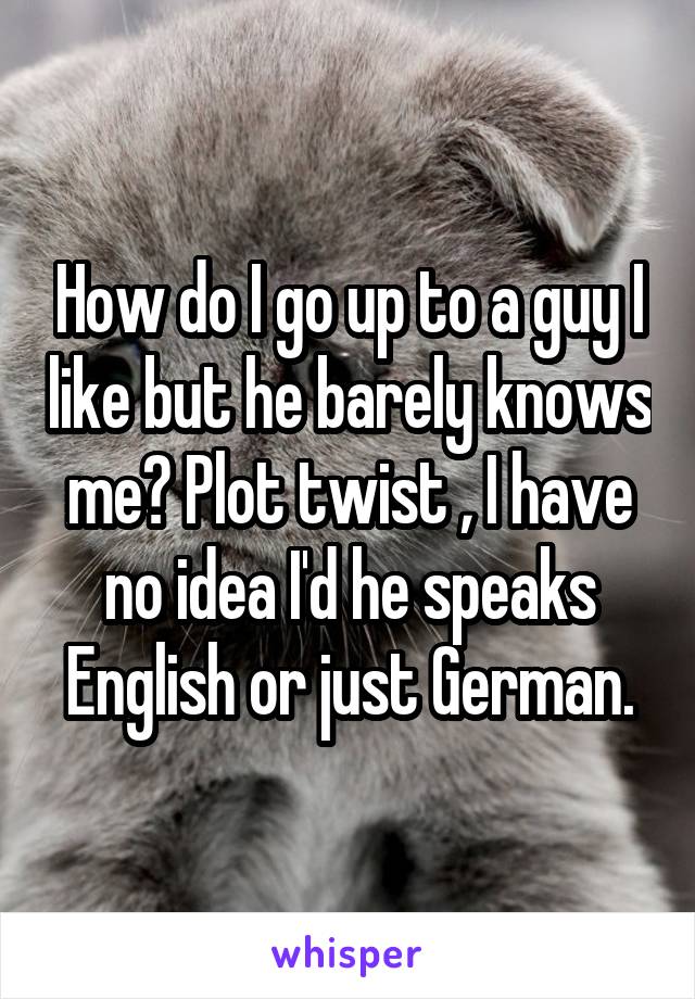 How do I go up to a guy I like but he barely knows me? Plot twist , I have no idea I'd he speaks English or just German.