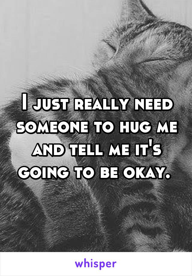 I just really need someone to hug me and tell me it's going to be okay. 