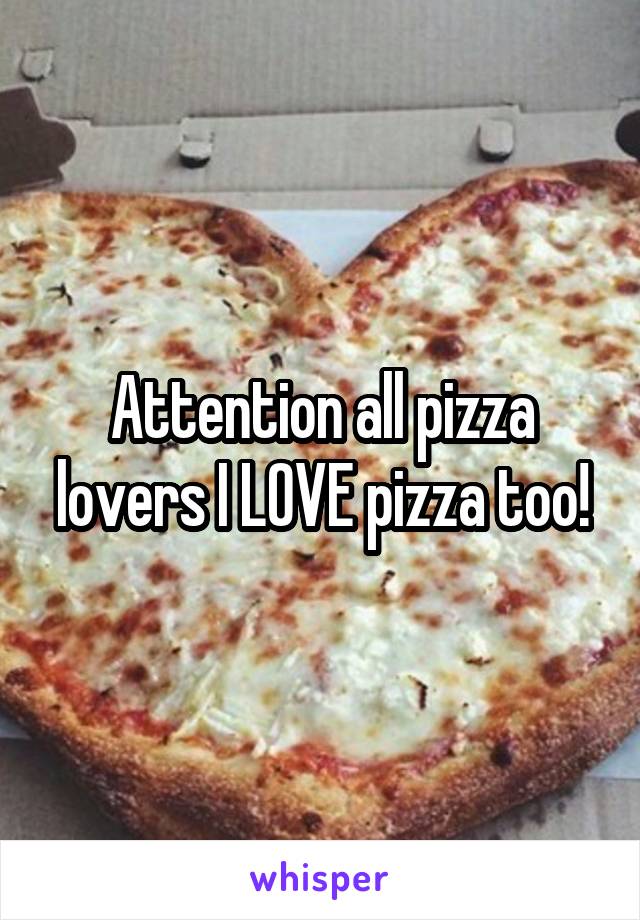 Attention all pizza lovers I LOVE pizza too!