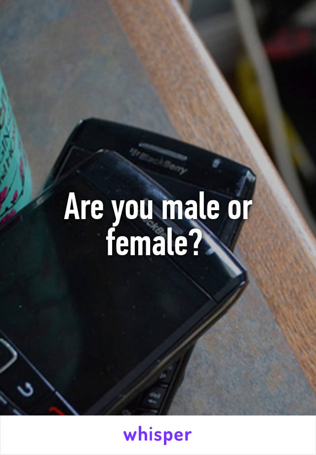 Are you male or female? 