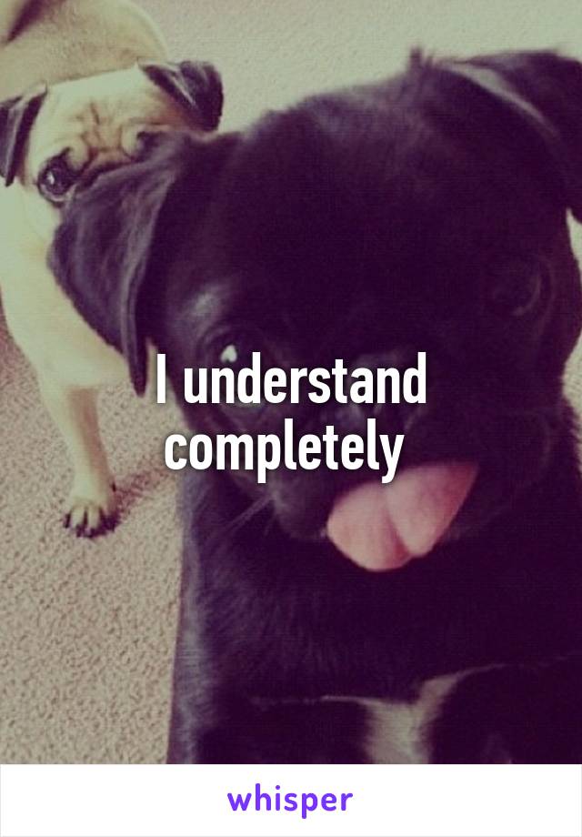 I understand completely 