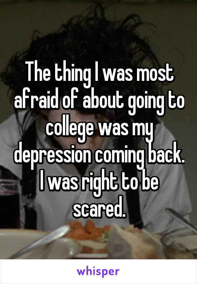 The thing I was most afraid of about going to college was my depression coming back. I was right to be scared.