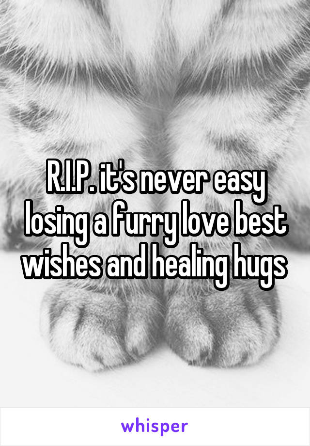 R.I.P. it's never easy losing a furry love best wishes and healing hugs 