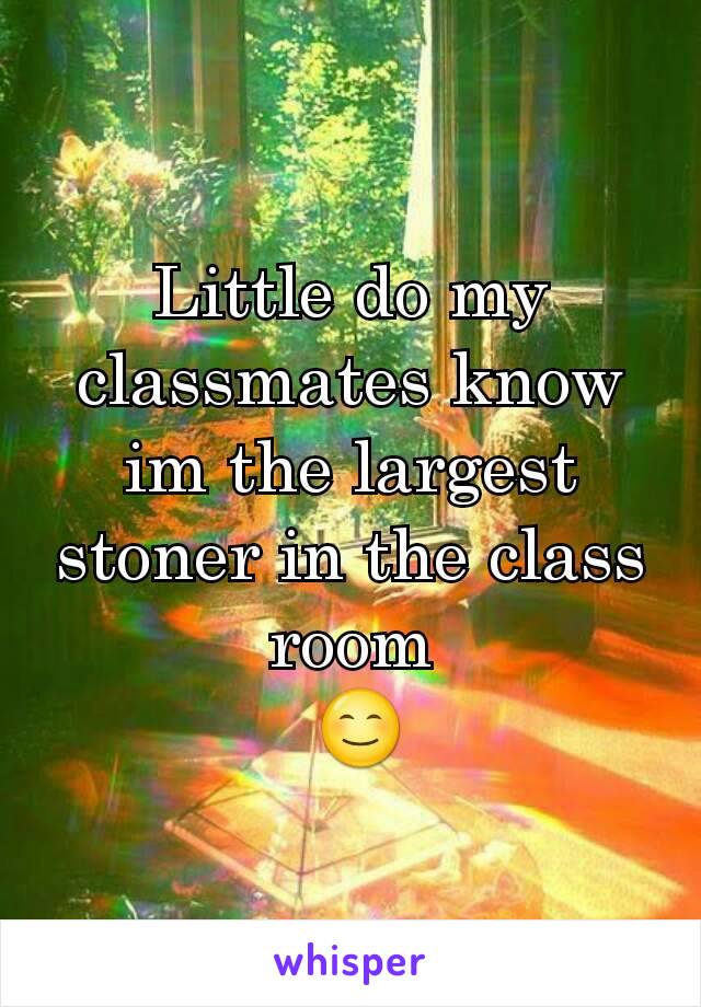 Little do my classmates know im the largest stoner in the class room
 😊