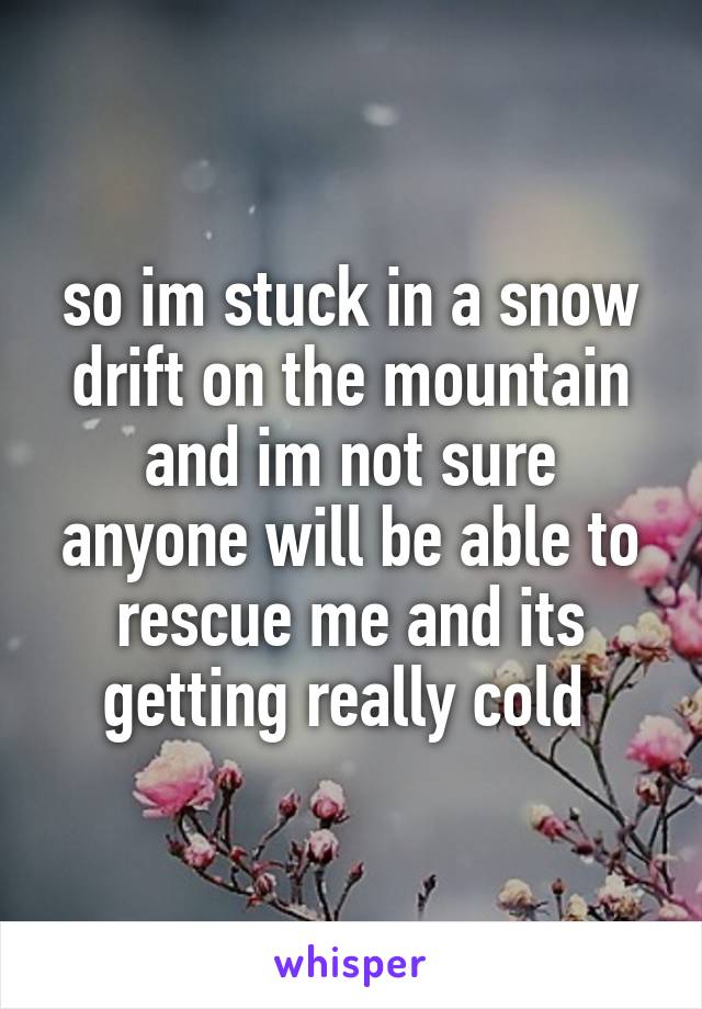 so im stuck in a snow drift on the mountain and im not sure anyone will be able to rescue me and its getting really cold 