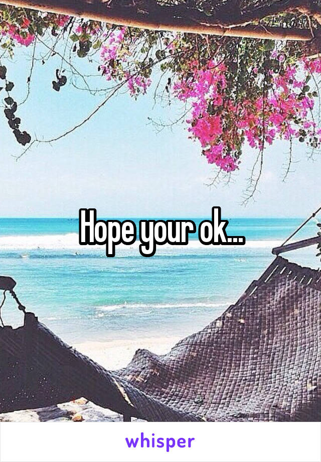 Hope your ok...