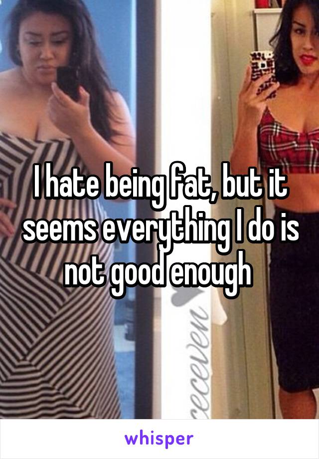 I hate being fat, but it seems everything I do is not good enough 