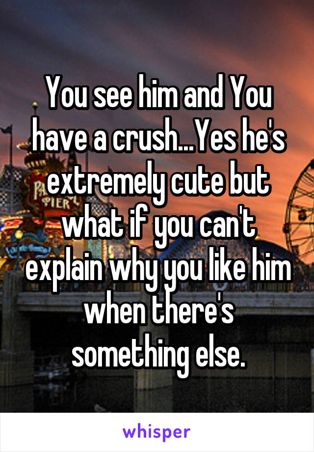 You see him and You have a crush...Yes he's extremely cute but what if you can't explain why you like him when there's something else.