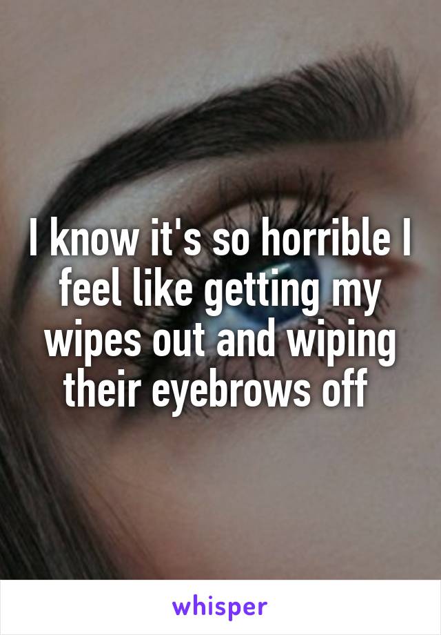 I know it's so horrible I feel like getting my wipes out and wiping their eyebrows off 