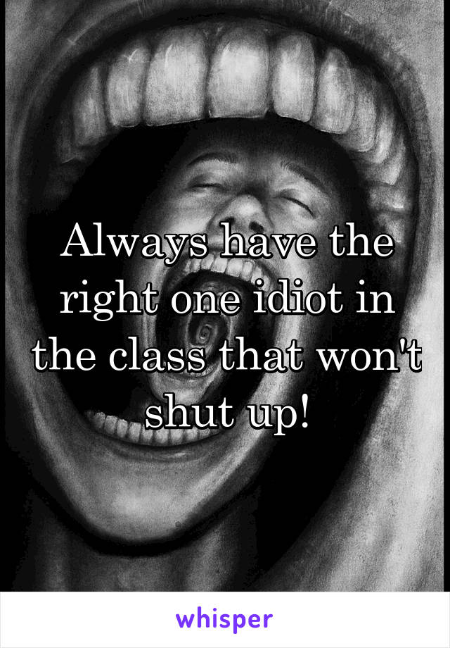 Always have the right one idiot in the class that won't shut up!