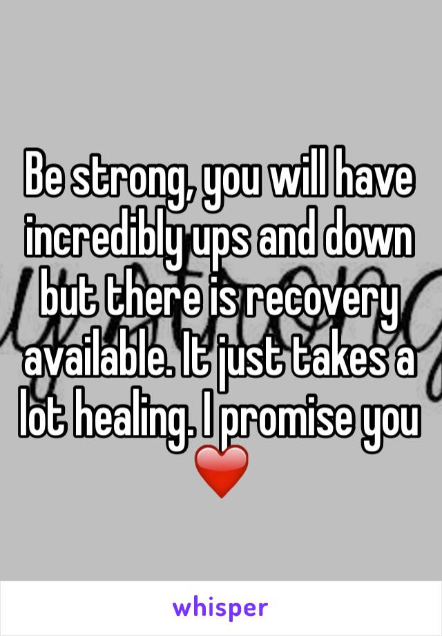 Be strong, you will have incredibly ups and down but there is recovery available. It just takes a lot healing. I promise you ❤️