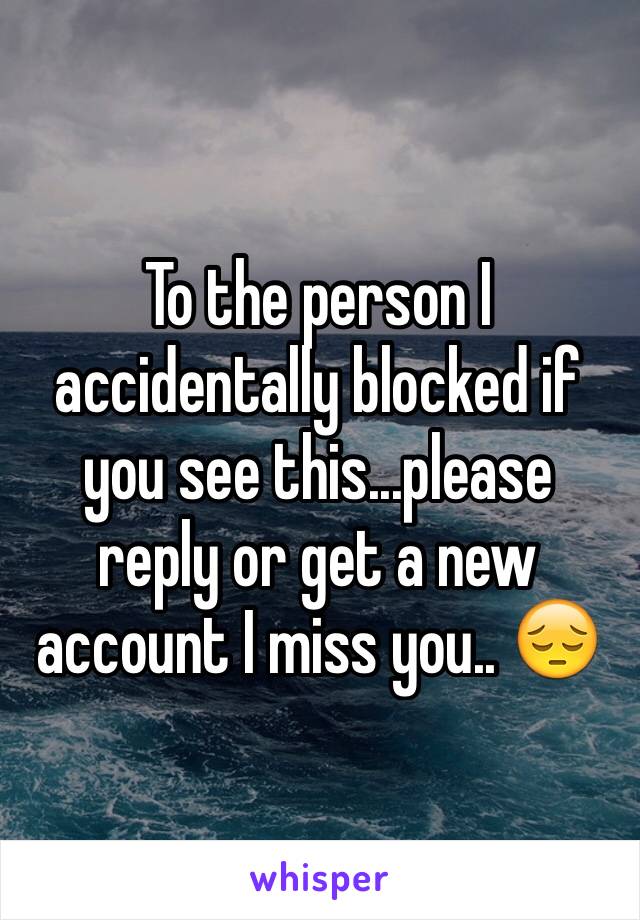 To the person I accidentally blocked if you see this...please reply or get a new account I miss you.. 😔