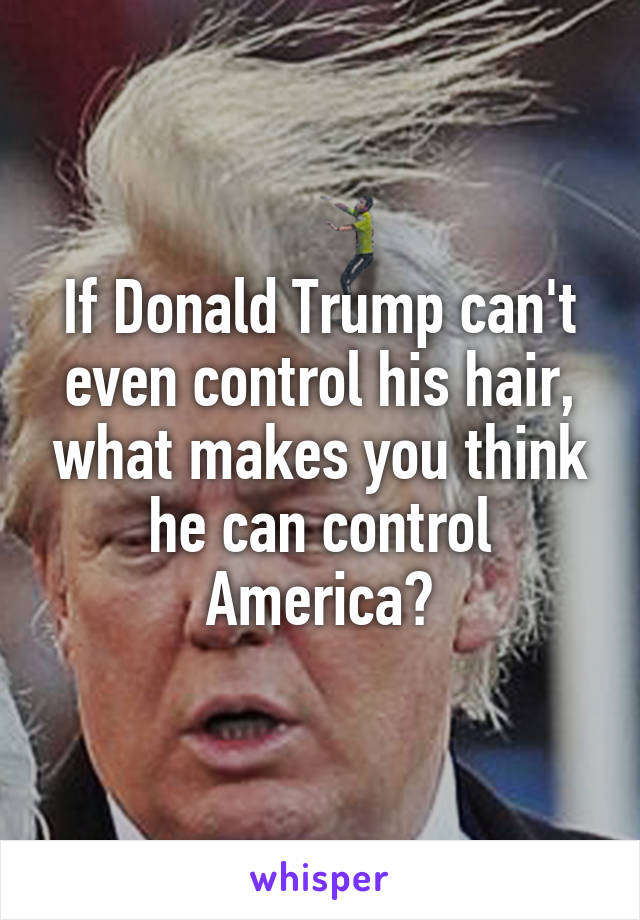 If Donald Trump can't even control his hair, what makes you think he can control America?