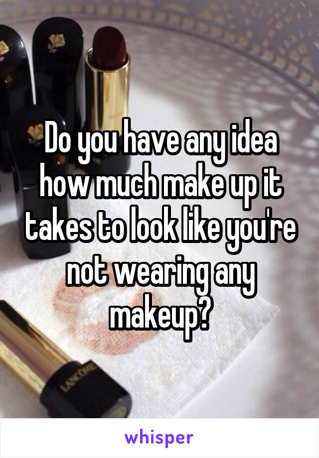 Do you have any idea how much make up it takes to look like you're not wearing any makeup?