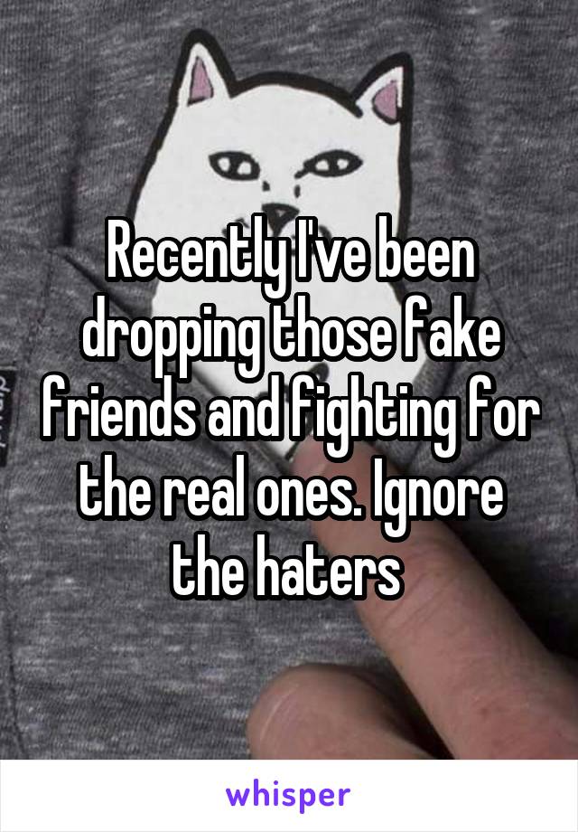 Recently I've been dropping those fake friends and fighting for the real ones. Ignore the haters 