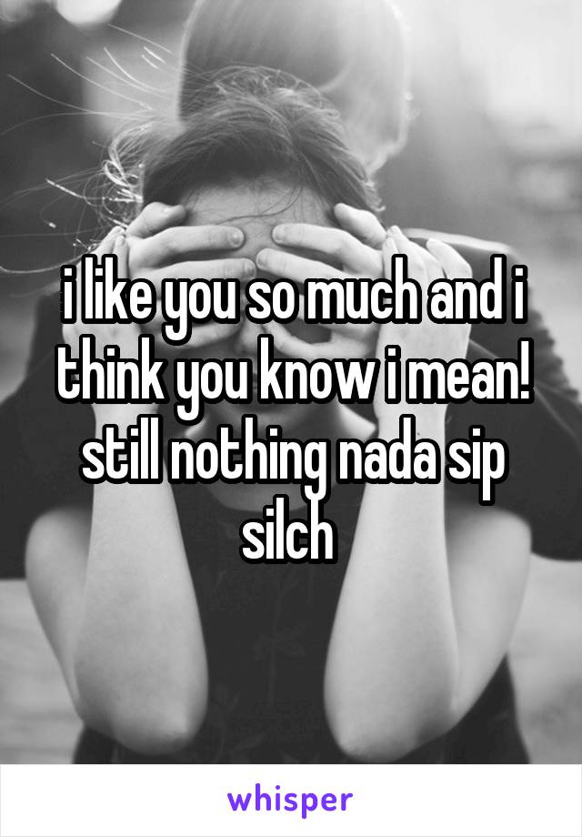 i like you so much and i think you know i mean! still nothing nada sip silch 