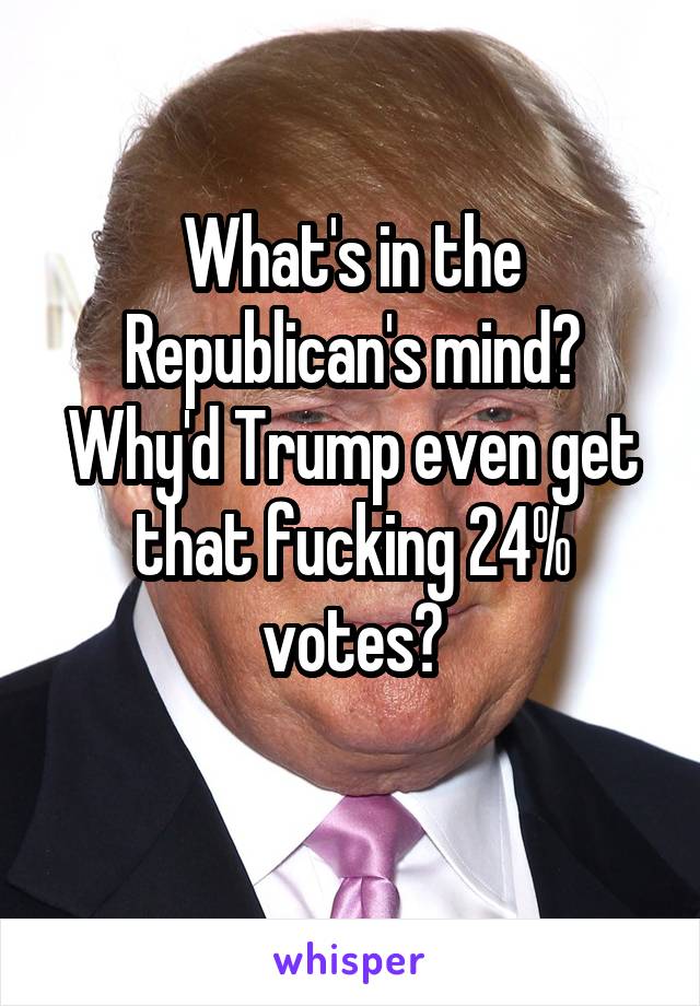 What's in the Republican's mind? Why'd Trump even get that fucking 24% votes?
