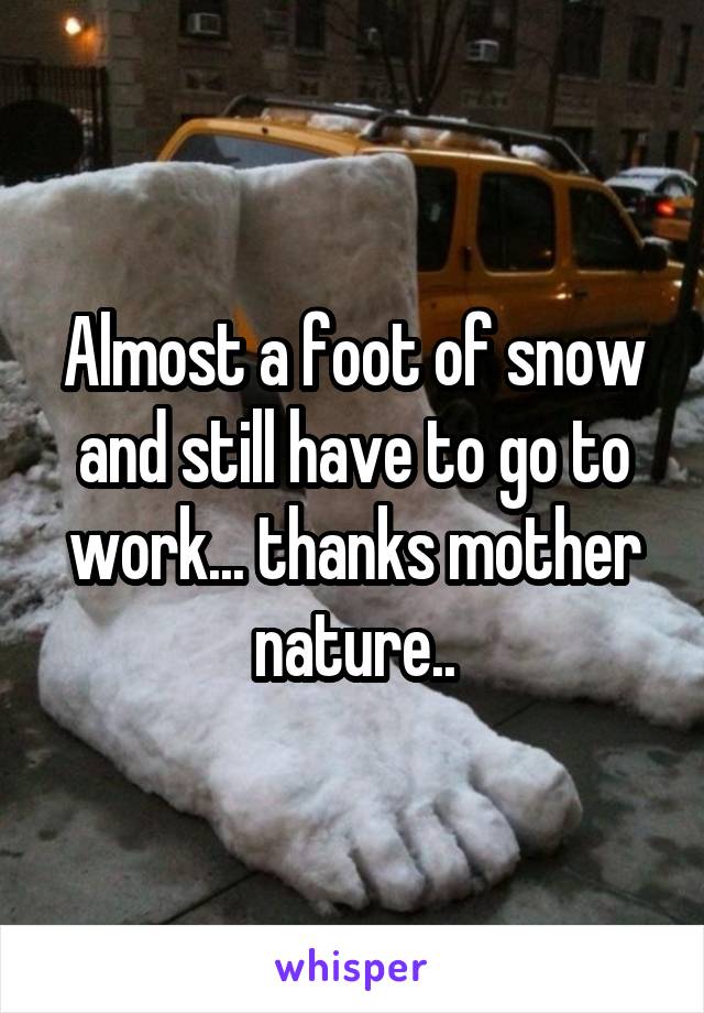 Almost a foot of snow and still have to go to work... thanks mother nature..