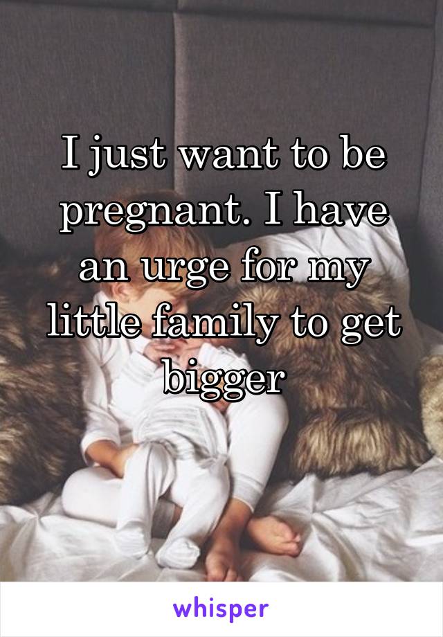 I just want to be pregnant. I have an urge for my little family to get bigger

