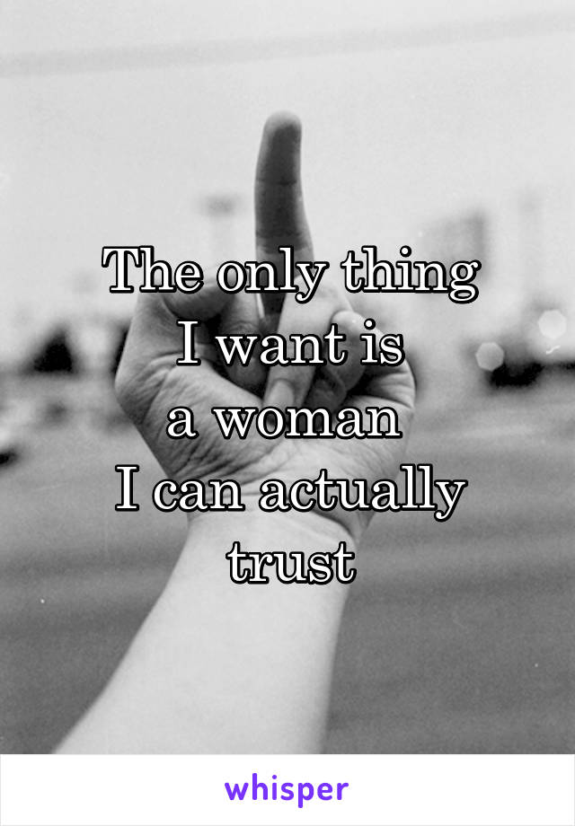 The only thing
I want is
a woman 
I can actually trust