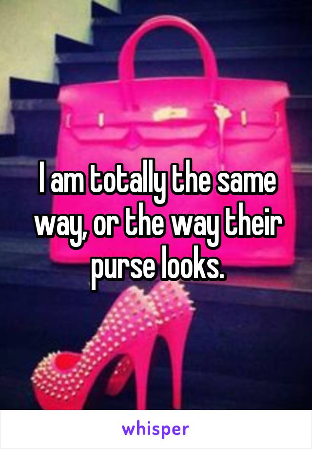 I am totally the same way, or the way their purse looks.