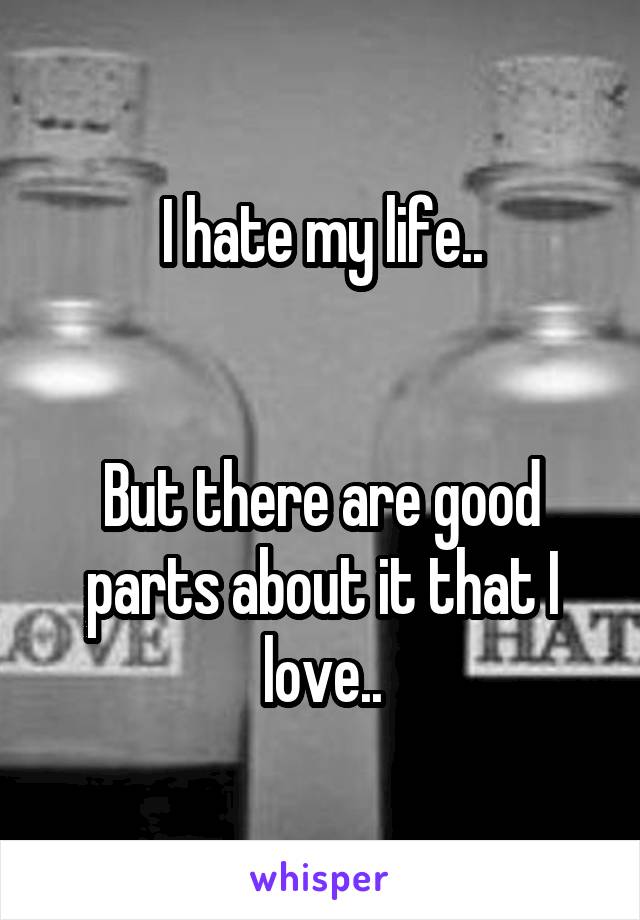 I hate my life..


But there are good parts about it that I love..