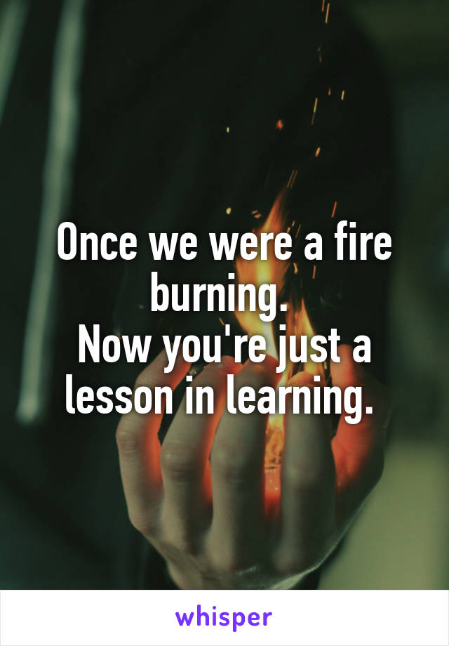 Once we were a fire burning. 
Now you're just a lesson in learning. 