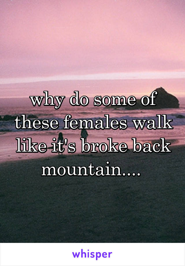 why do some of these females walk like it's broke back mountain.... 