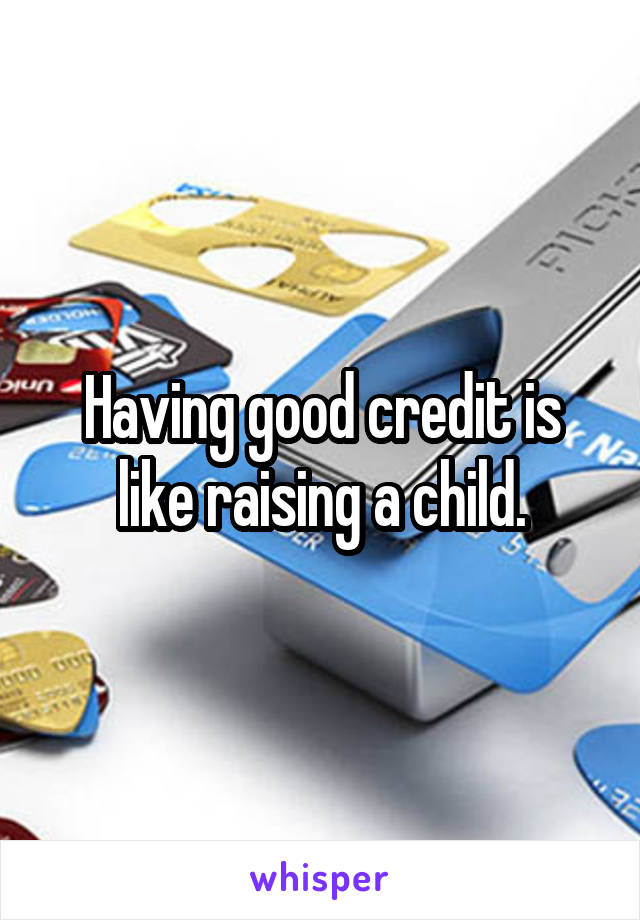 Having good credit is like raising a child.