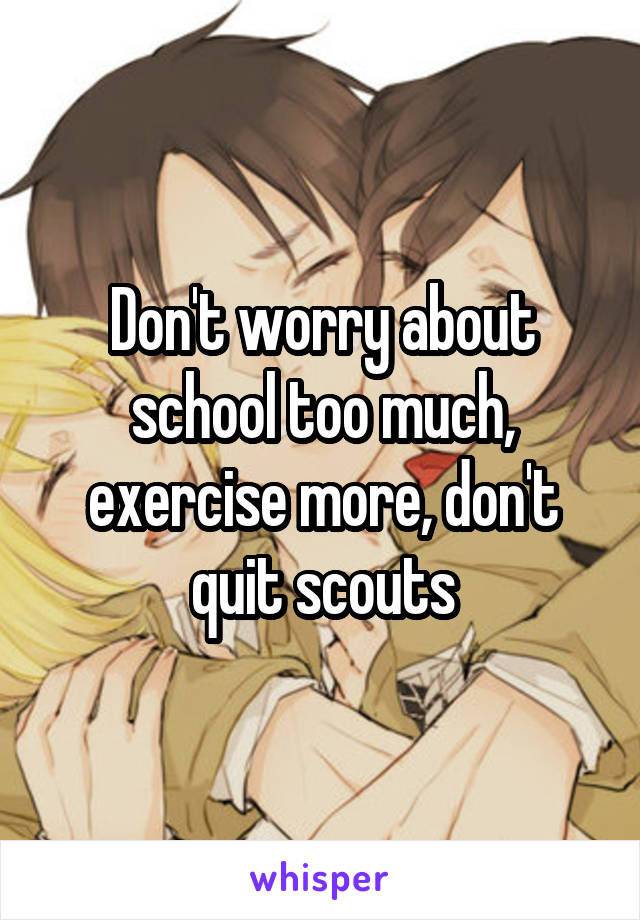 Don't worry about school too much, exercise more, don't quit scouts