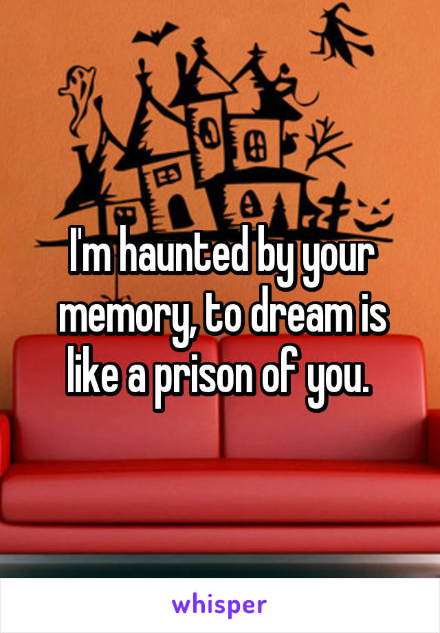 I'm haunted by your memory, to dream is like a prison of you. 